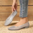 thumbnail image 5 of KEGIRLOM Womens Hollow Out Jelly Dainty Flats On Mesh Shoes Low Heel Jelly Sandals For Summer Beach Daily Wear Silver 6, 5 of 5