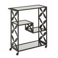 thumbnail image 6 of Weston Home Shasta Black Finish Mirrored Bar Cart with Shelf, 6 of 8
