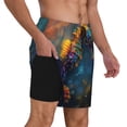 thumbnail image 2 of Rateoe Neon Seahorse Underwater Realm Pattern Men’s Swim Shorts with Compression Liner – Double-Layered Quick-Dry Swimwear, Comfortable & Stretchy Beach Shorts-Medium, 2 of 6