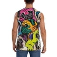 thumbnail image 4 of Fotbe Colorful Pug Men's Camiseta sin Mangas Estampada para Hombres, Playera Casual para Gimnasio, Entrenamiento, Playa-3X-Large, 4 of 7