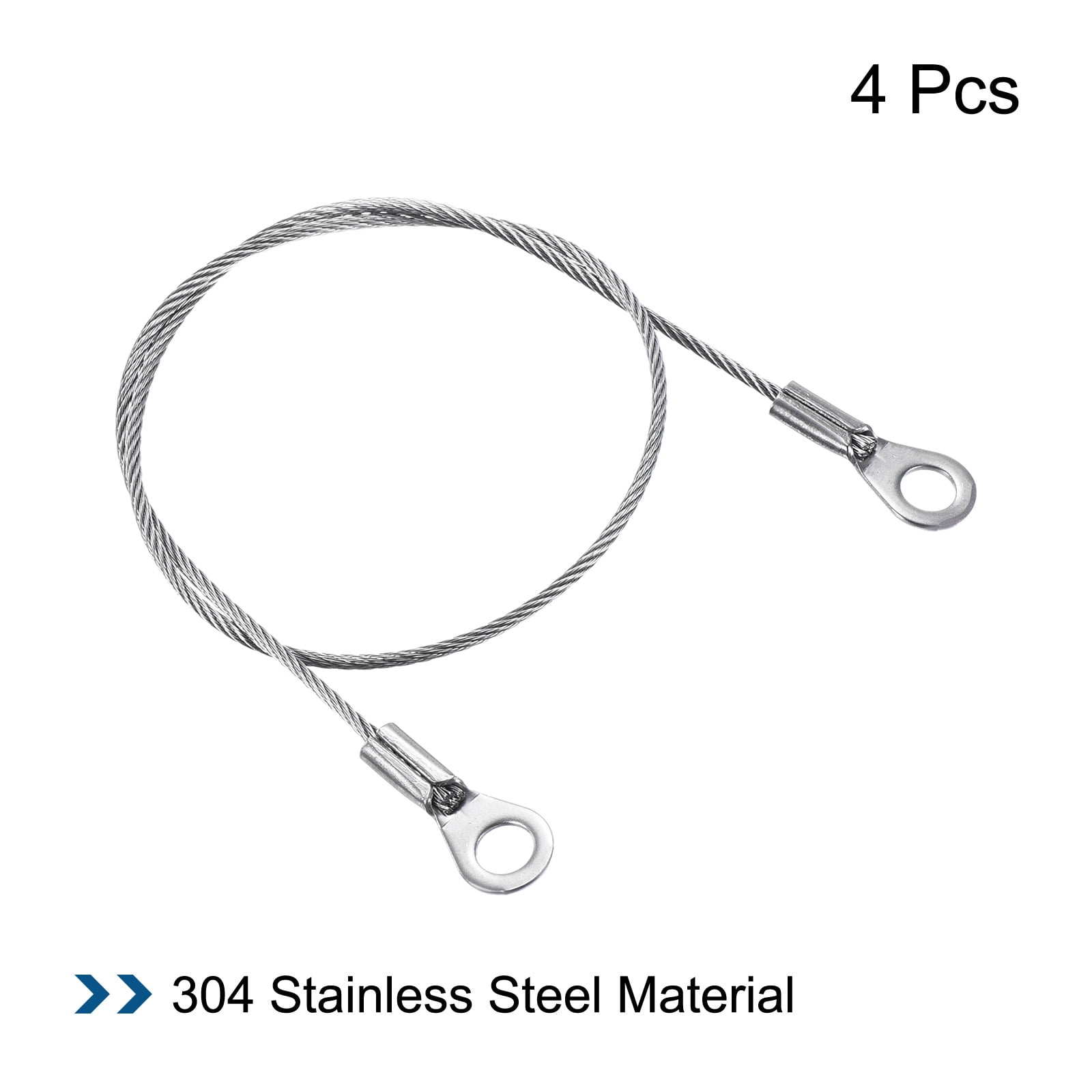 Unique Bargains Stainless Steel Lanyard Cable Eyelets Ended Widely Used Rope 1.5mmx30cm