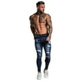 thumbnail image 5 of GINGTTO Men's Slim Fit Distressed Stretch Ripped Tapered Leg Jeans Blue, 5 of 8