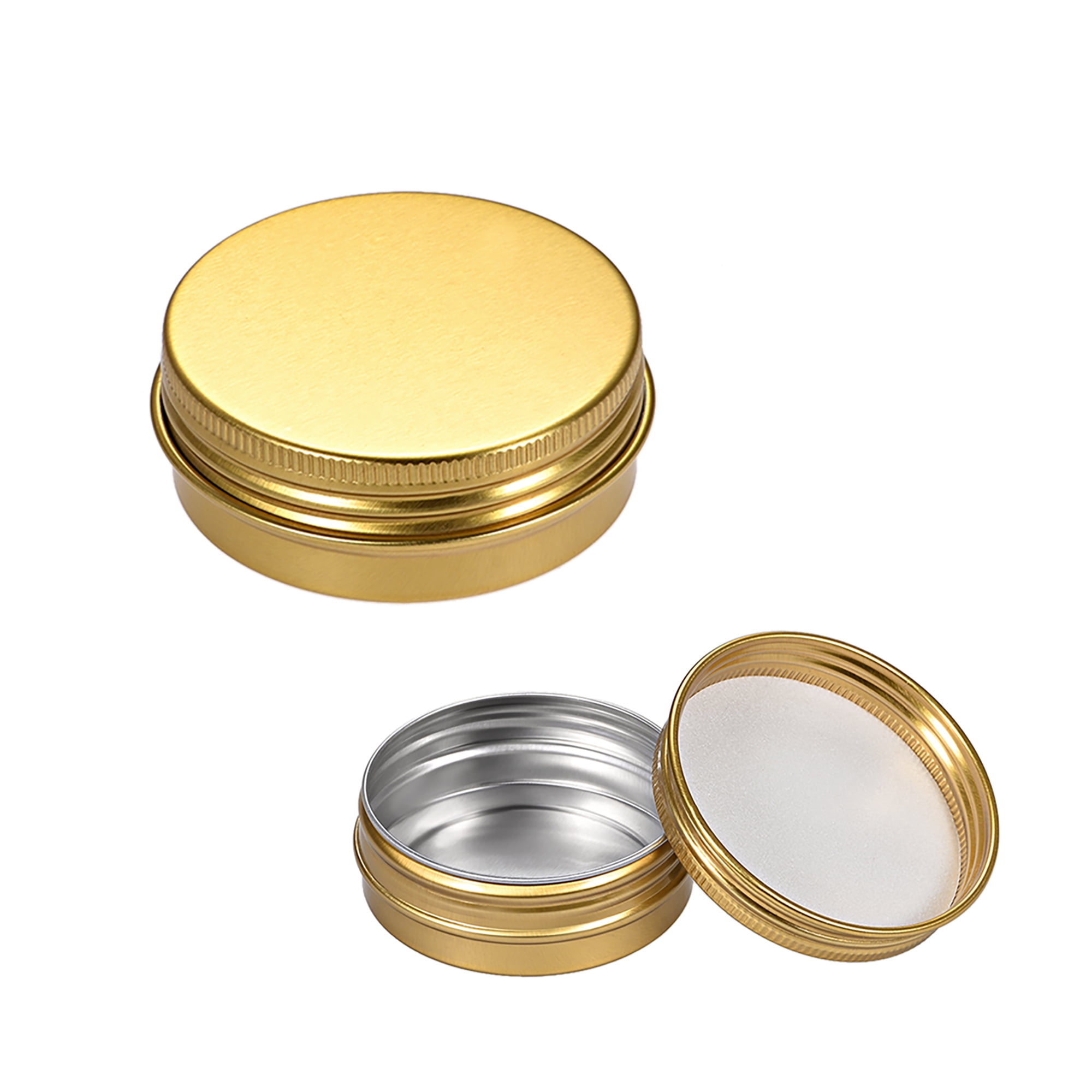 Uxcell 1oz Screw Top Lid Round Aluminum Cans Tin Containers Gold Tone