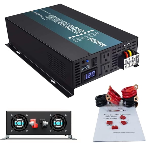 C Pure Sine Wave 5000W (10000W Surge) 24V Power Inverter DC to AC Power - Solar, RV, RBP-S500024