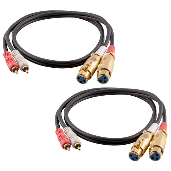 Seismic Audio Pair of Premium 3 Foot Dual XLR Female to Dual RCA Male Patch Cables - SA-DRCXLF3-2Pack
