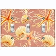 thumbnail image 1 of Metal Light Switch Wall Plate Outlet Cover (Ocean Sea Star Fish Shell Coral Clam Peach - Triple Toggle), 1 of 2