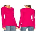 thumbnail image 4 of T-shirt pour Femmes à Manches Longues, Col Rond, Uni, Coupe Ajustée, Hauts d'Automne, T-shirts Basiques, Vêtements d'Automne, 4 of 5