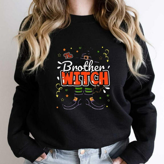 Brother Witch Funny Family Matching Holiday Graphic SW13658 Unisex Sweatshirt, Up to Size 5XL