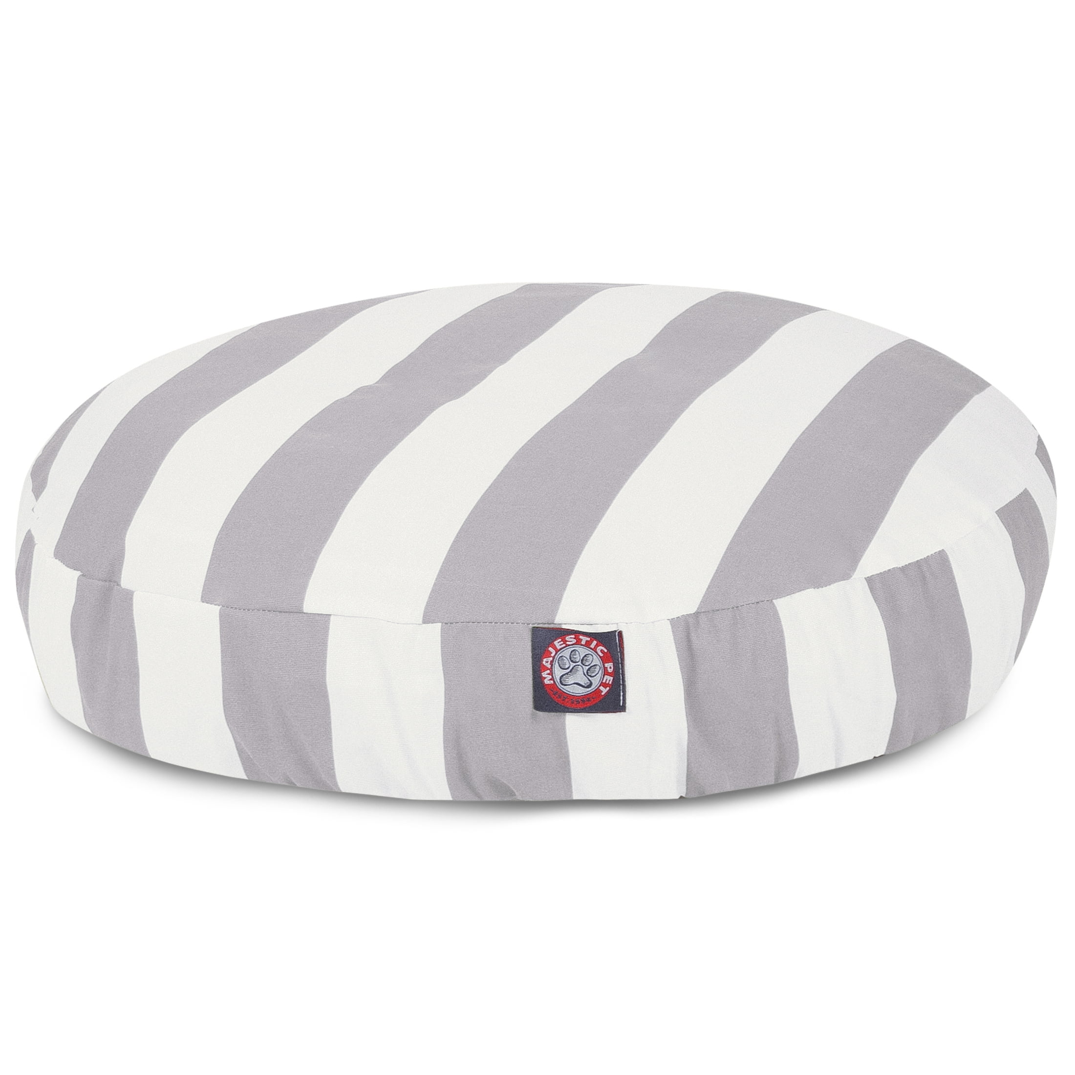 Majestic Pet | Vertical Stripe Round Pet Bed For Dogs, Removable Cover, Gray, Large