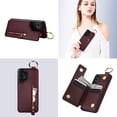 thumbnail image 5 of Designed for Samsung Galaxy A53 5G PU Leather Back Case, Vintage Kickstand Card Slots Finger Ring Zipper Drop Protective Business Phone Cover Compatible with Samsung Galaxy A53 5G - Jujubered, 5 of 8