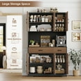 thumbnail image 3 of Homfa 71" Kitchen Pantry with Charging Station, Freestanding Cupboard with Adjustable Shelves, Floor Cabinet for Dining Room, Black&Brown, 3 of 7