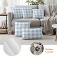 thumbnail image 6 of Outdoor Pillow Covers Simple Spring Blue White Lattice Waterproof Pillow Cases 16x16 Set of 2, Farmhouse Simplistic Gingham Throw Pillow Cover Pillowcase for Patio Balcony Couch Garden, 6 of 9