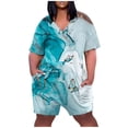 thumbnail image 2 of Rompers for Women Snoarin Plus Size Printed V Neck Short Sleeve Wide Leg Pants Overalls Jumpers with Pockets 2023 on Clearance, 2 of 6