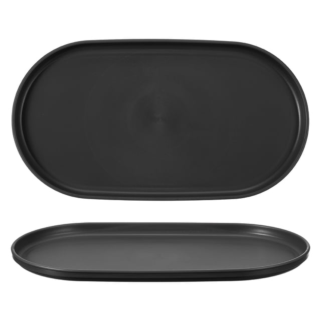 Uxcell 2Pcs Bandejas para Servir Comida Rápida, 14.8x8.1" Ovaladas Reutilizables para Restaurante de Cocina Café Fruta Hamburguesa Almuerzo Postre, Negro