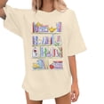 thumbnail image 2 of Trendfront Womens Bookshelf Graphic T Shirts Trendy Tee Pullover Everyday Outfits Oversize Drop Shoulder Crewneck Short Sleeve Loose Fit Tops, 2 of 5