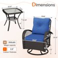 thumbnail image 5 of MRUAKA 3 Pieces Patio Furniture Set, Outdoor Swivel Gliders Rocker, Wicker Patio Bistro Set with Rattan Rocking Chair, Glass Top Side Table and Thickened Cushions for Porch Deck Backyard(Blue), 5 of 7