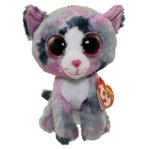 TY Beanie Boos - LINDI the Grey & Purple Cat  (Medium Size - 9 inch) Plush