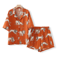thumbnail image 2 of Pijamas de verano para mujer, de seda helada, de manga corta, conjunto de pantalones cortos, ropa cómoda para el hogar, traje largo y holgado, pijamas para el hogar, 2 of 5