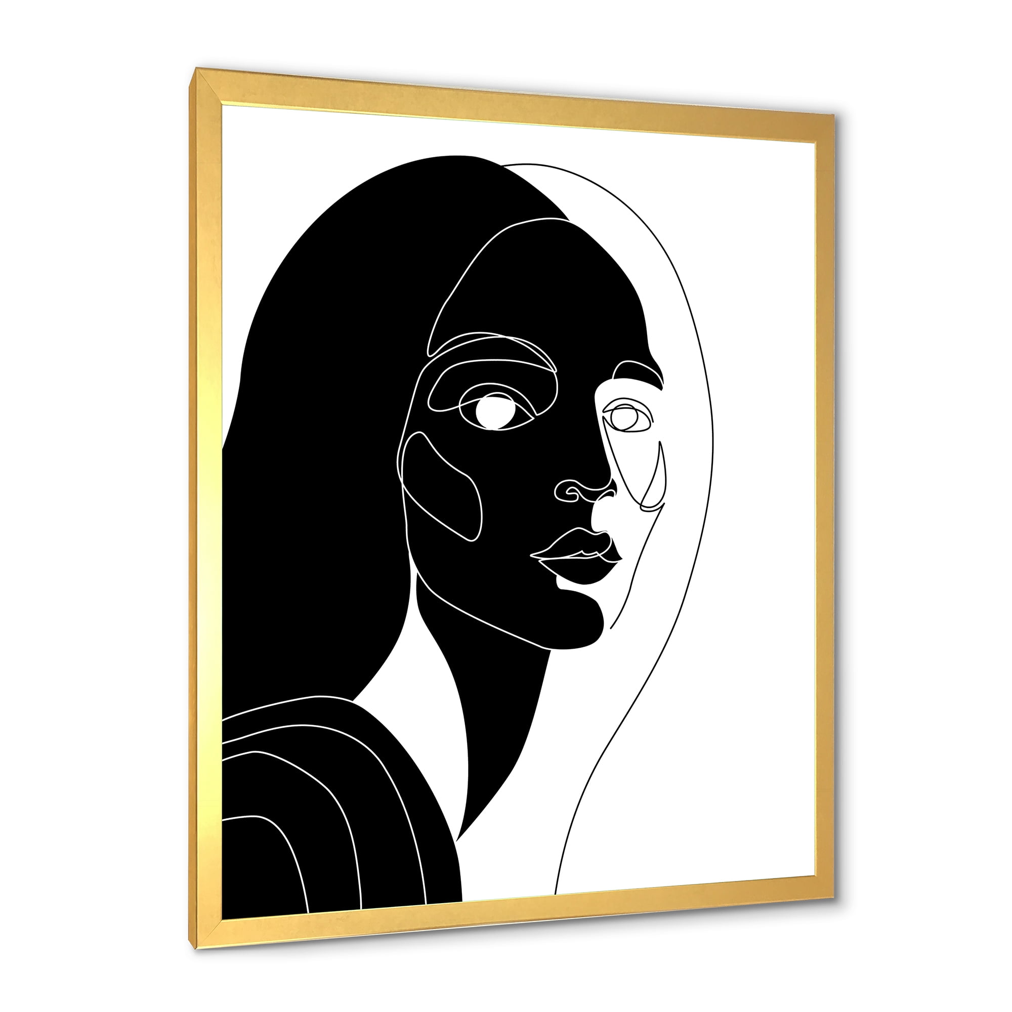 Designart 'Retro Black and White Minimal Portrait of Young Girl' Modern Framed Art Print