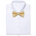 thumbnail image 6 of Gold Bow Ties for Men Pretied Bowties Champagne Solid Color Satin Bow Tie Formal Business Tuxedo Adjustable Bowtie Wedding Party Light Yellow Beige, 6 of 7