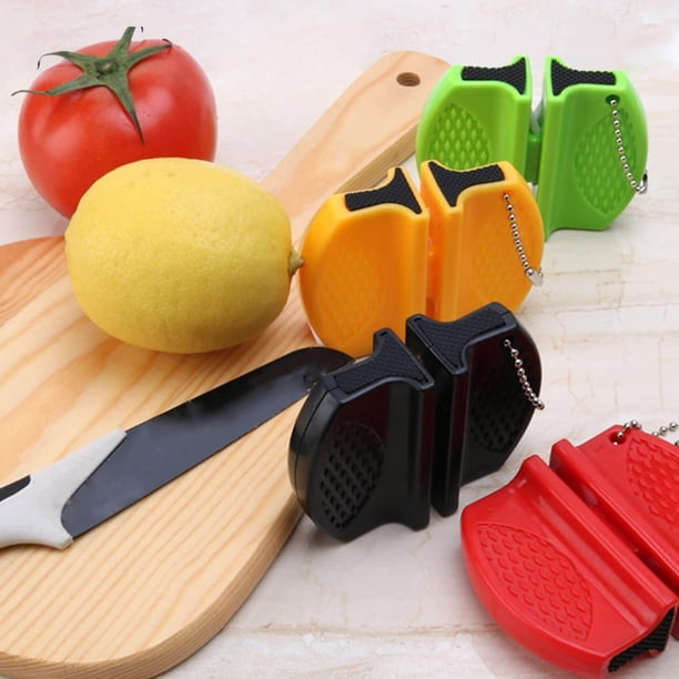 Mini afilador de cuchillos de cocina, herramienta portátil de afilado de cuchillos de doble cara para el hogar, viajes de campamento o barbacoa al aire libre (2 piezas, rojo) ShuxiuWang 8390612465505