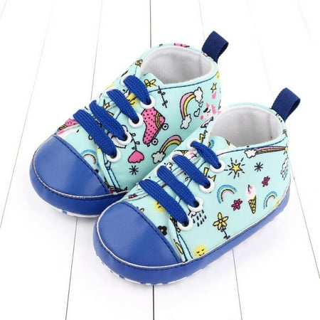 

Summark Baby Shoes Flower Print Canvas Shoes Baby Newborn Soft-Soled Toddler Shoes
