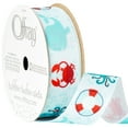 thumbnail image 2 of Offray Ribbon, Aqua 7/8 inch Baby Sea life Grosgrain Ribbon, 9 feet, 2 of 7