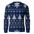 thumbnail image 6 of Domzest 2026 New Christmas Sweater for Men Ribbed Long Sleeve Crew Neck Sweatshirt Xmas Tree Print Knitted Holiday Sweaters Winter Warm Cotton Pullover Top Blue 4XL-Large, 6 of 6