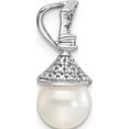 thumbnail image 2 of 14K White Gold Polished Diamond and Pearl Chain Slide Material Primary - Fashionable Timeless Opulent A classic choice for celebrating love and achievement, 2 of 4