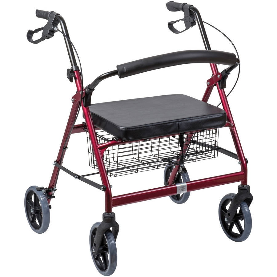 DMI Extra Wide Rollator Walker with Seat and Basket for Seniors Heavy DMI Extra Wide Rollator Walker with Seat and Basket for Seniors Heavy