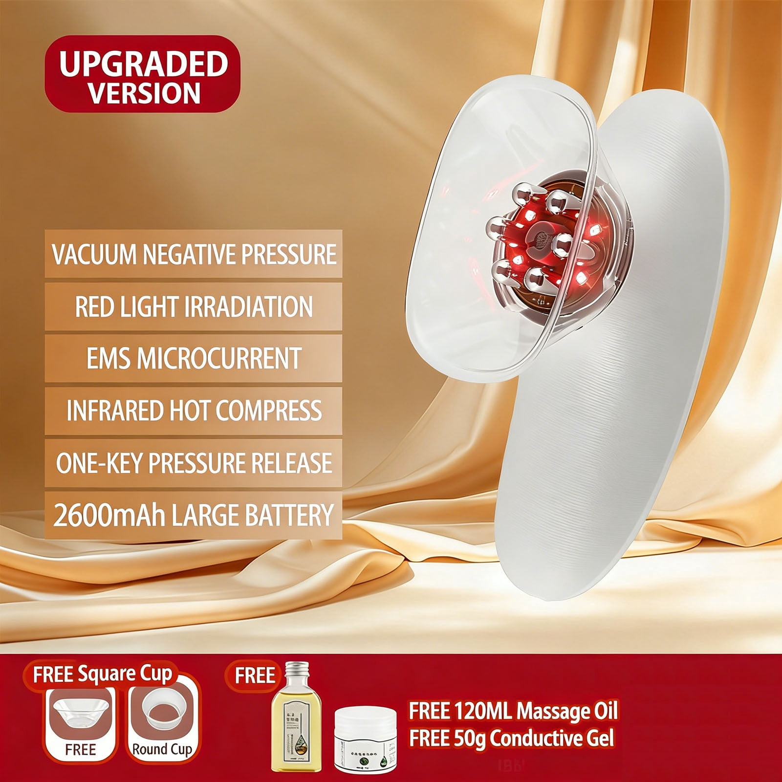 B 4 In 1 Vacuum Massager Cupping Scraping Red Light Microcurrent Body Face Lifting Device Home Use