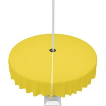 Outdoor Tablecloth Bright Yellow Round Patio Tablecloths 60 Inch, Waterproof Outside Table Cloths with Umbrella Hole and Zipper, Solid Color Summer Table Cover for Outdoor Tables Garden