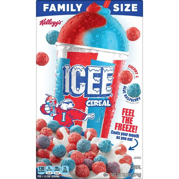 Kellogg's ICEE Cherry and Blue Raspberry Cold Breakfast Cereal, 13.2 oz