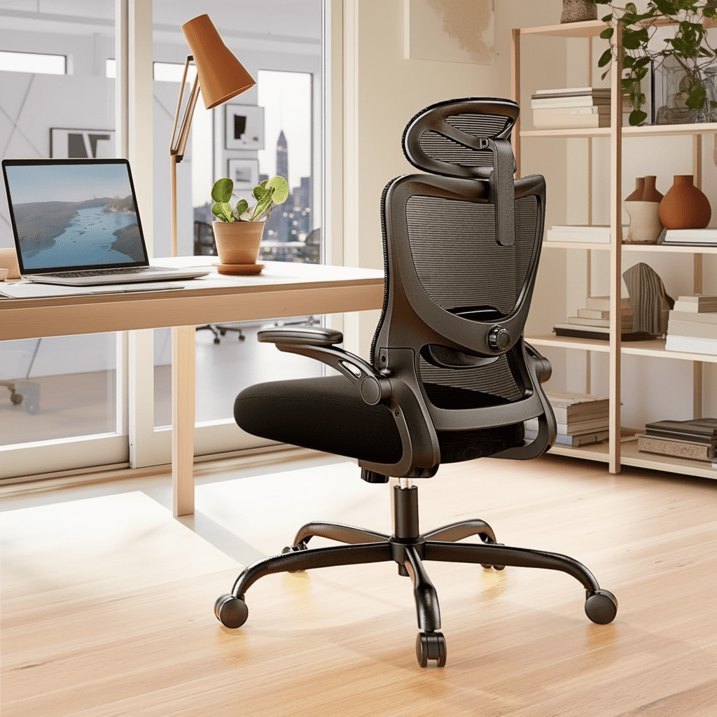 Kyspho High Back Ergonomic Office Chair with Headrest and Adjustable Lumbar Support, Mesh Desk Chair with 3D Armrests, Reclining Computer Chair for Home Office, 300 lbs Capacity