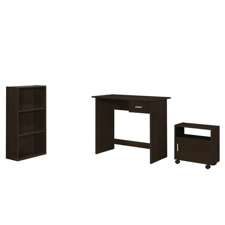 Bookcase Secretary Desk - MONARCH - COMPUTER DESK - 3PCS / CAPPUCCINO DESK / BOOKCASE / CART