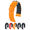 Orange Band / White Upper Stitching, variant on Hirsch Carbon Leather Watch Strap - Black - L - 18mm / 16mm - Shiny Silver Buckle - Water Resistant Calf Leather Band