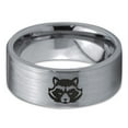 thumbnail image 2 of Tungsten North American Racoon Coon Band Ring 8mm Men Women Comfort Fit Gray Flat Cut Brushed Polished, 2 of 4