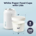 thumbnail image 2 of Fit Meal Prep 250 Pack 8 oz White Paper Soup Containers with Lids, Hot or Cold Disposable Restaurant Food Containers, Rolled Rim To Go Ice Cream Cups, Ideal for Salad Stews Frozen Yogurt Dessert, 2 of 7