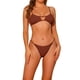 thumbnail image 1 of Conjuntos de bikini de color sólido de 2 piezas para mujer, tirantes de espagueti, traje de baño sin espalda, bañador color marrón oscuro medio, 1 of 5