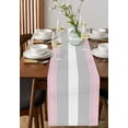 thumbnail image 4 of Pink Grey Stripe Table Runner 72 Inches, Modern Art Horizontal Striped Bed Runner Dresser Scarves Tabletop for Indoor Outdoor Parties/Ceremony/Banquet, 13" x 72", 4 of 8