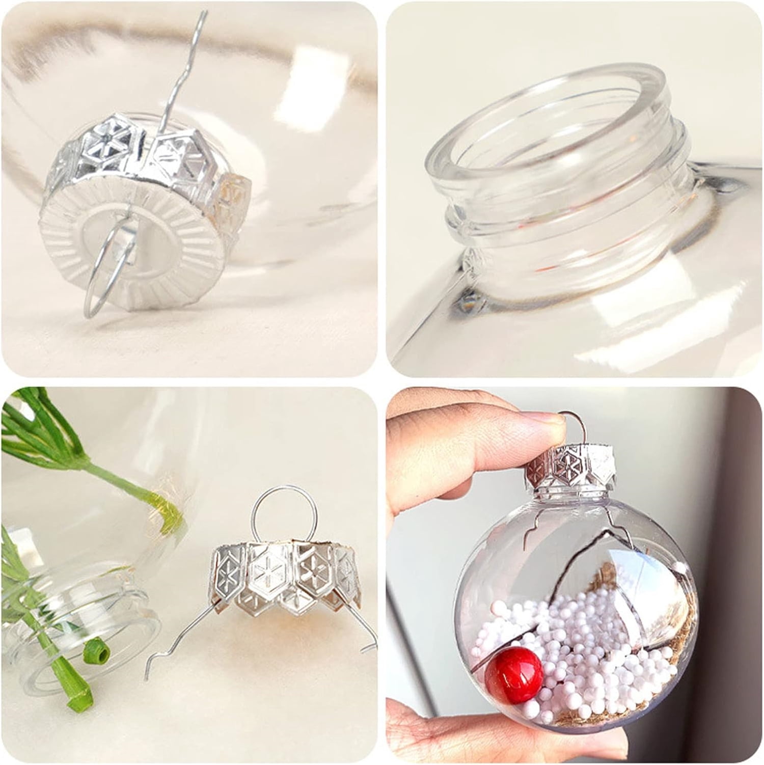 Clear Plastic Ornaments,Transparent Christmas Balls,Fillable Sphere Ornament,Circle Festival Hanging DIY Balls for Xmas Tree,Wedding,Birthday,Crafts,Party,3.15 in/24 Pcs
