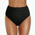 thumbnail image 2 of Kedxroy Women's Vintage Super High Waisted Bikini Bottom Shirred Tankini Briefs Tummy Control Swimsuits Bottoms(Black,XL), 2 of 9