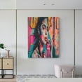 thumbnail image 6 of Susaid Vibrant Street Art Portrait Pattern Vertical Canvas Wall Decor 12x16in - Waterproof with Wood Frame & Damage-Free Hanging Kit, 6 of 8
