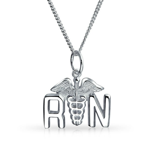 Bling Jewelry Rn Registered Nurse Caduceus Pendant Charm 925 Sterling Silver Necklace for