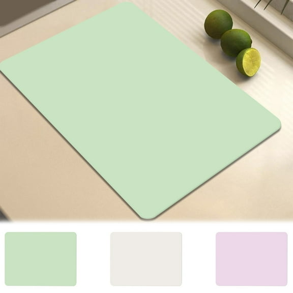 Multipurpose Diatomaceous Earth Dish Drying Mat Kitchen Counter Sink Pad Absorbent Refrigerator Drawer Liner Heat Resistant to 450掳F Food Grade Silica Easy Clean Foldable Roll-Up Pink Beige Mint