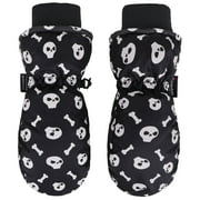 Boy's Glow in the Dark 3M Thinsulate Waterproof Snow Ski Mittens,Skull,L