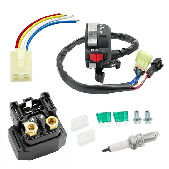 M MATI Handlebar Switch & Starter Solenoid Relay Kit for Yamaha Grizzly 350 400 660 YFM Kodiak 400 450