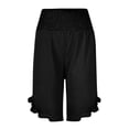 thumbnail image 4 of Wide Leg Linen Shorts Women Boho High Waisted Ruffle Bermuda Shorts Flowy Summer Resort Wear Vacation Beach Shorts Black XL, 4 of 4