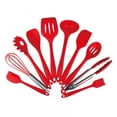 thumbnail image 1 of 10 juegos de utensilios de cocina de silicona instalación en caja color rojo, 1 of 4