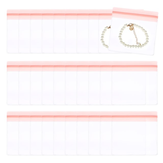 Uxcell 30 Pcs Bolsas de Almacenamiento de Joyería de Plástico Transparente con Cierre, Rosa (4 x 4 Pulgadas)